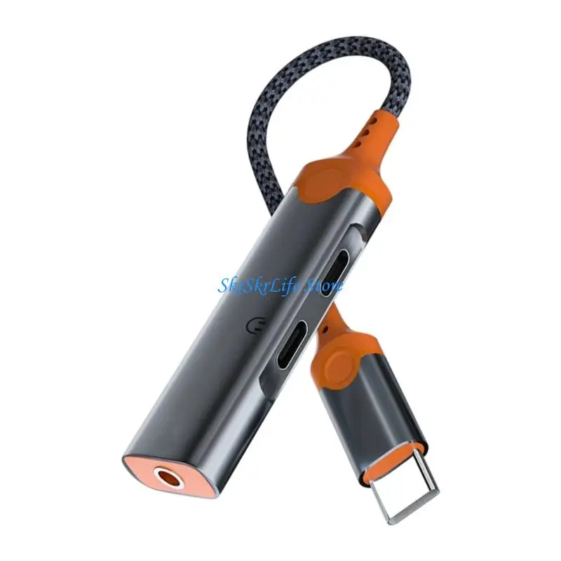 E65E Type C To 3.5mm Adapter With 60W Charging Capability Perfect For Podcasting Gaming And Online Meetings