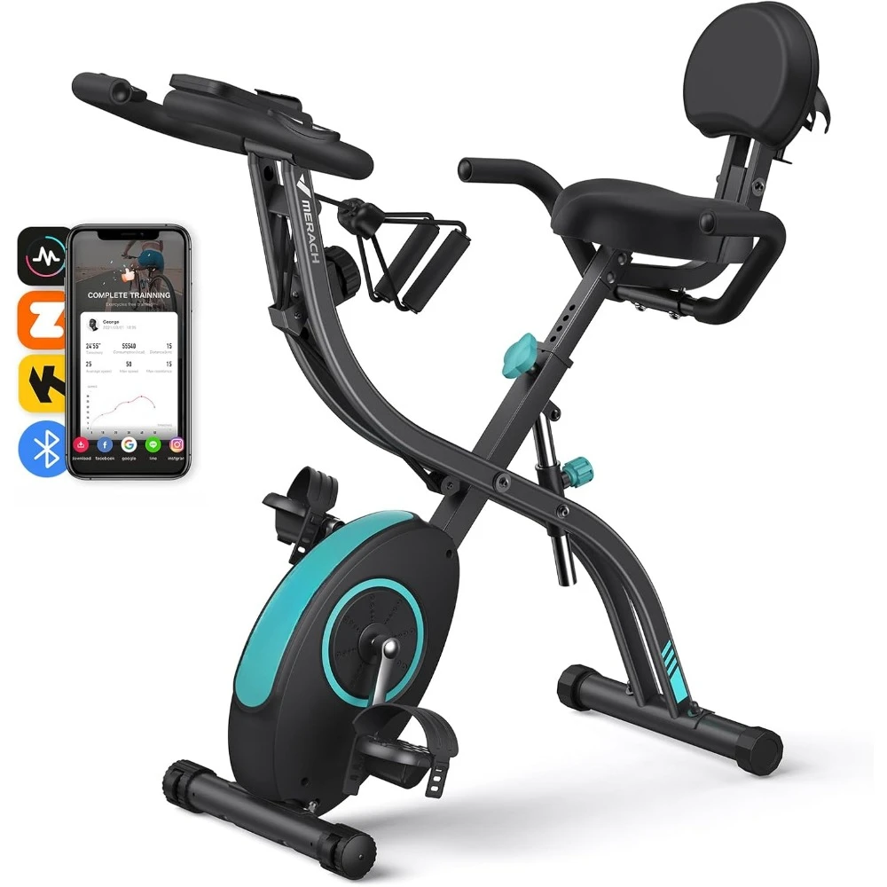 

Folding Exercise Bike,4 in 1 Magnetic Stationary Bike for Home with 16-Level Resistance, Exclusive APP, 300LB Capacity