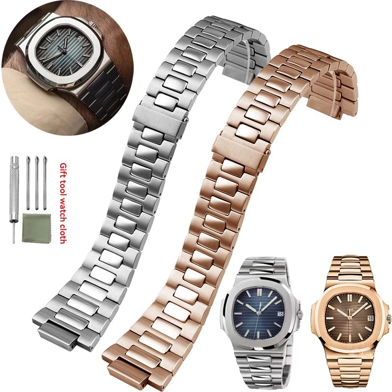 파텍필립 노틸러스 5711/5726 시계줄 – 고급 스테인리스 스틸 스트랩, 볼록한 럭셔리 팔찌, 고급 시계 액세서리