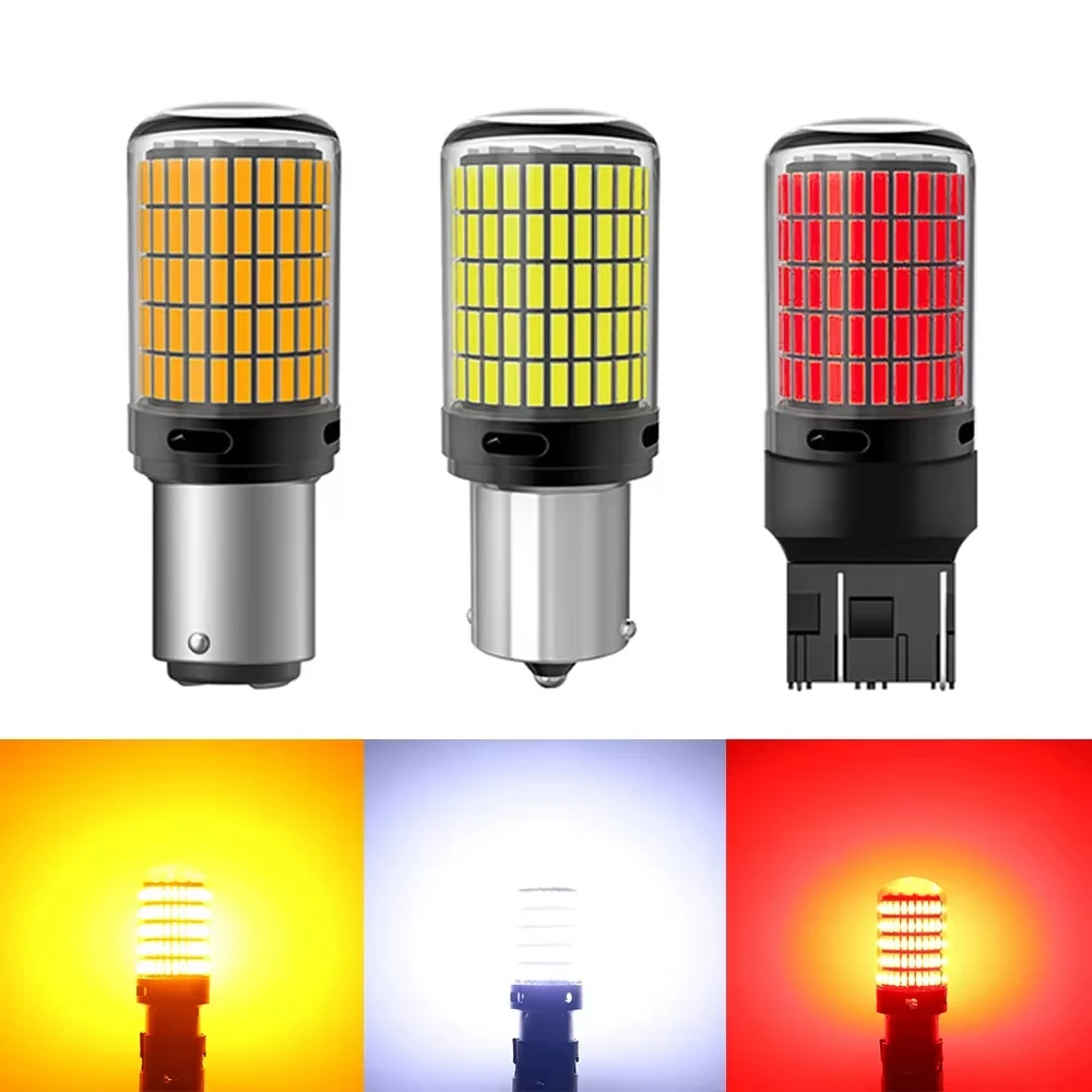 2 stuks 1156 BA15S P21W BAU15S PY21W 7440 W21W P21/5W 1157 BAY15D 7443 3157 LED lampjes 144smd CanBus lamp achteruitrijlicht knipperlicht