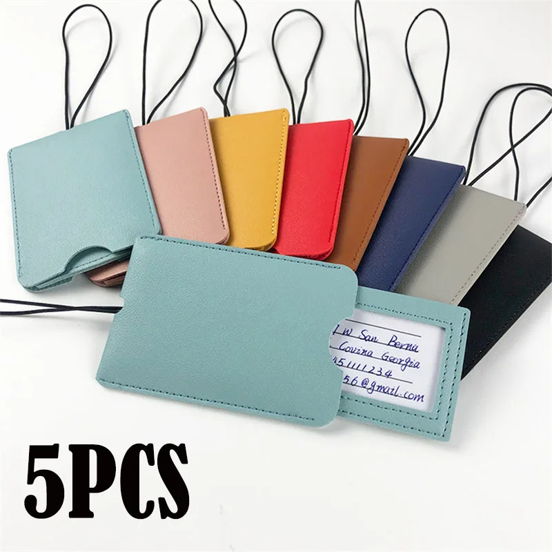 

5 шт., кожаная багажная бирка, имя путешествия, идентификатор, адресные бирки, багажная бирка для чемодана, однотонная портативная этикетка, бирка для посадочного билета