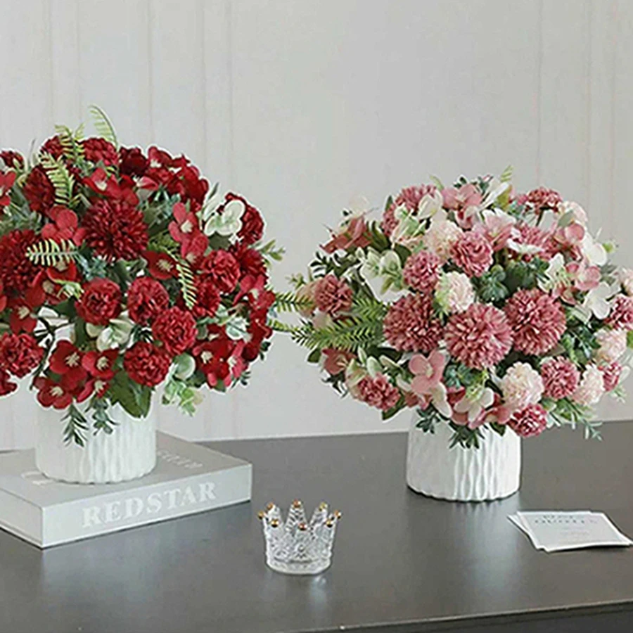 

1Pc Silk Artificial Flowers Hydrangea Chrysanthemum Wedding Bridal Bouquet Home Room Table Centrepiece Outdoor Garden Decoration