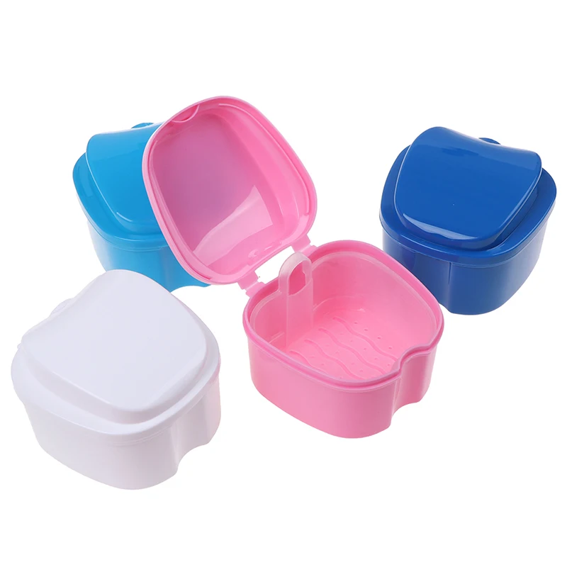 With Hanging Net Container Container Denture Boxs Container Denture Bath Box Cleaning Teeth Case Dental False Teeth Storage Box