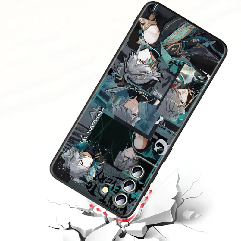 Genshin Impact Cartoon Fashion For Samsung Galaxy S24 S23 S22 S21 S20 FE S10 S10E Plus Ultra Pro Lite 5G Black Back Phone Case