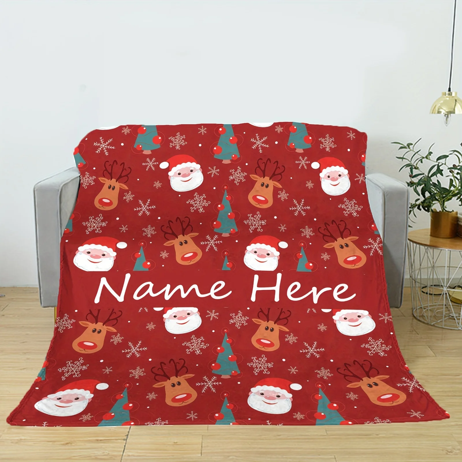 A unique name holiday reversible velvet blanket, modern and comfortable, soft and versatile for all seasons