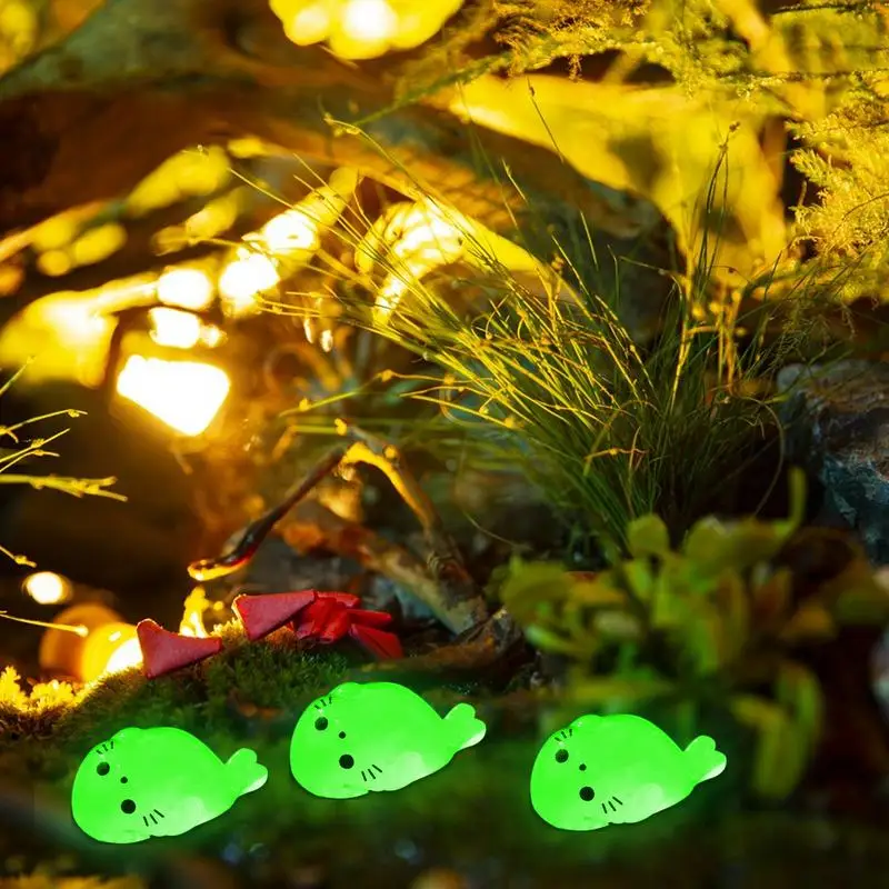 Glow In The Dark Animals Stress Relief Toys Resin Seal Miniature Aquarium Ornament For Aquarium Decor Fairy Garden