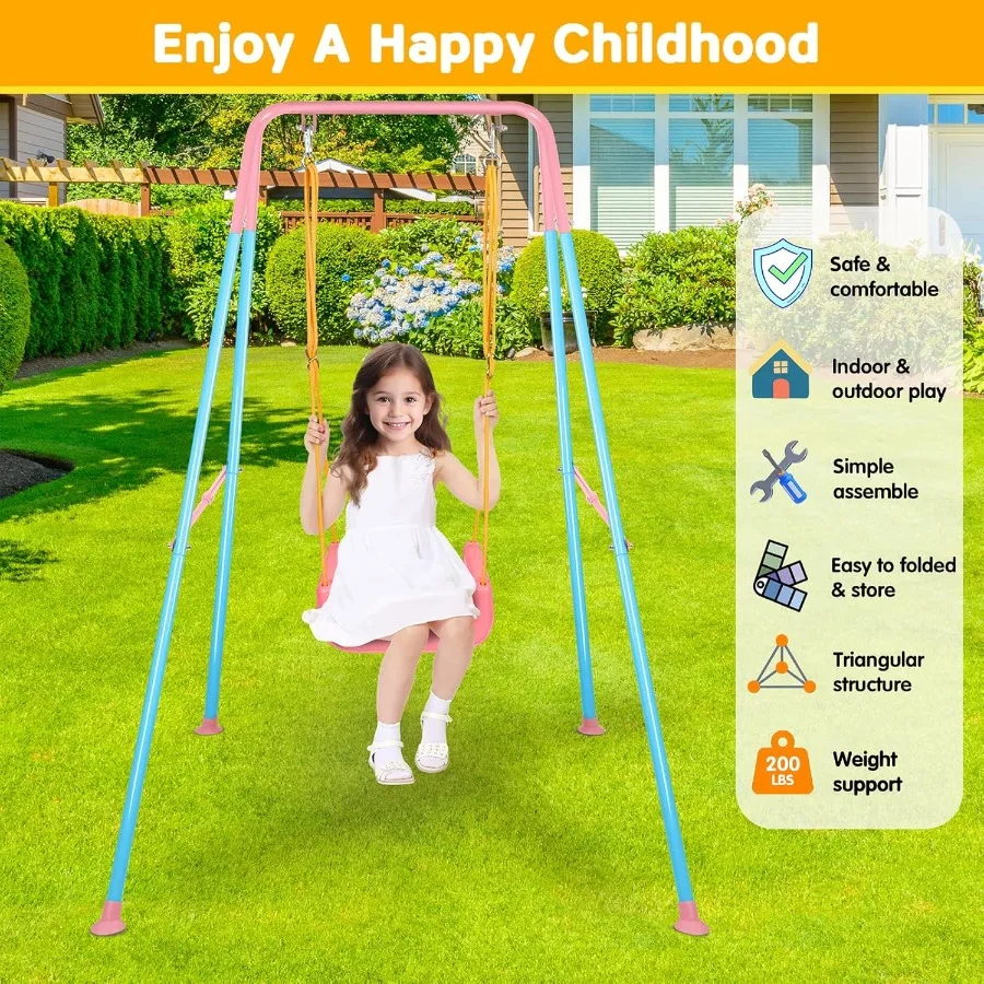 Juego de columpio 4 en 1 para niños pequeños y jersey para bebé, columpio resistente con soporte de Metal plegable para interior y exterior, fácil instalación