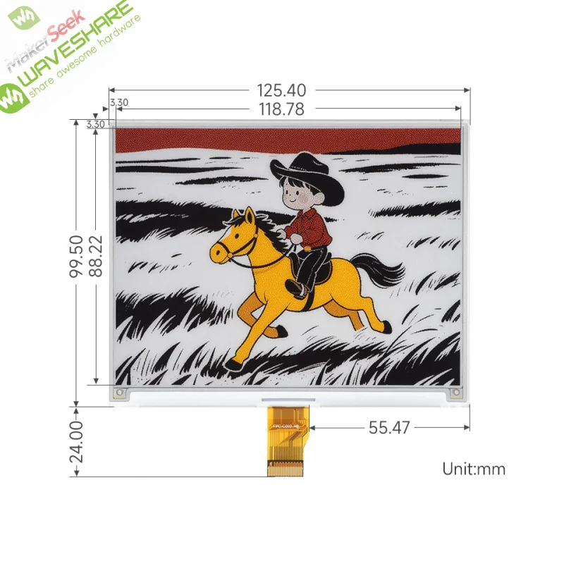 

SKU-32584 Waveshare 5.83inch E-Paper Display (G), E-ink Display, 648 × 480, Red Yellow Black White, SPI Interface