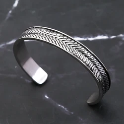 Fashion Simple Stainless Steel Cuff Bracelets For Men Women Charm Wheat Style Bracelet Jewelry Wedding Party Gifts Adjustable