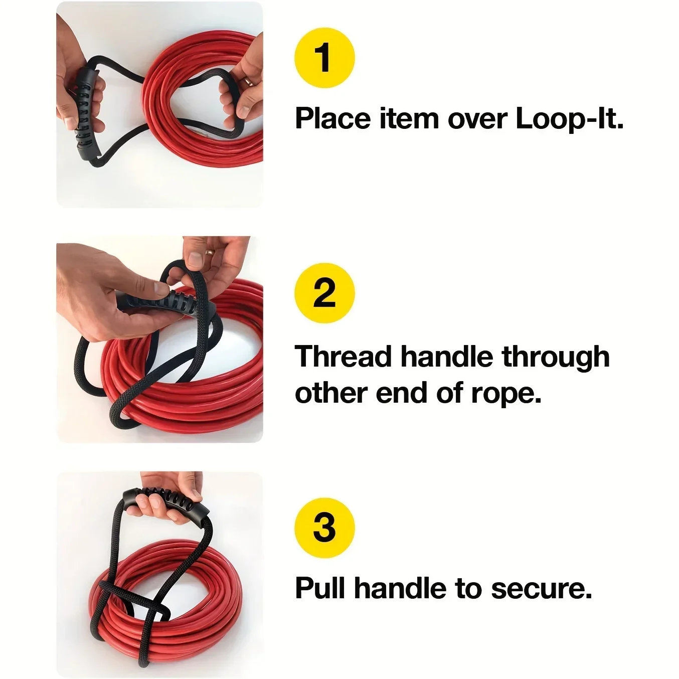 Portable Handle Storage Belt: Extension Cord & Hose Organizer. Space-Saving for Air/Water Pipes in Home, Garage, Boat and RV.