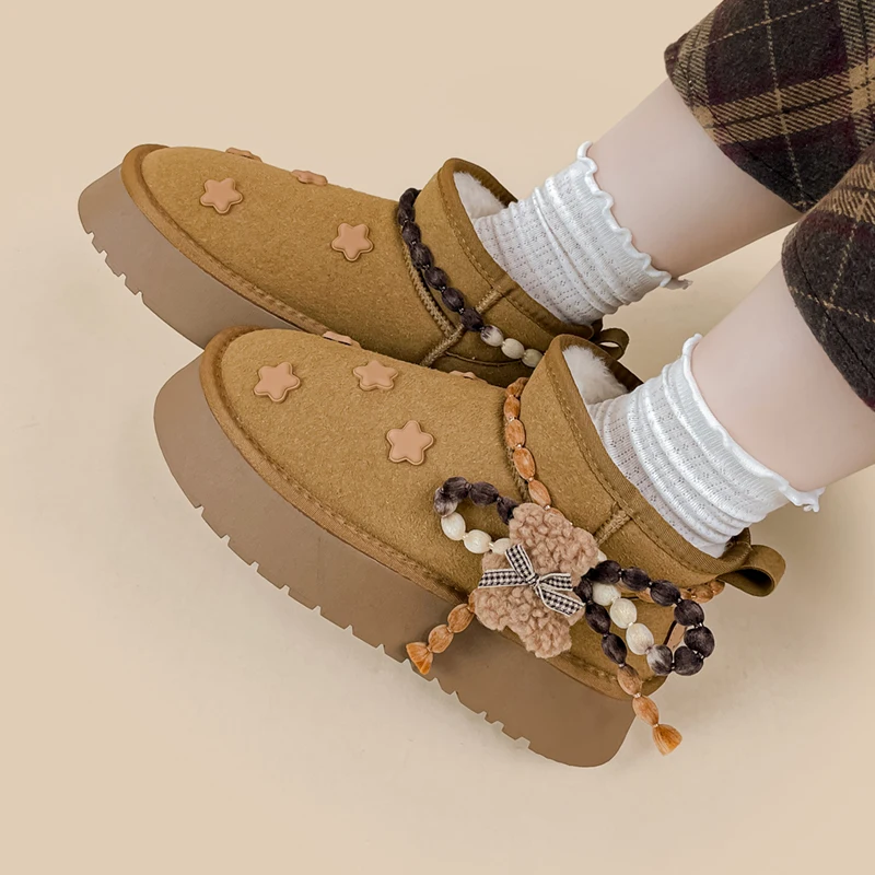 Amy and Michael Adorable Girls Students Chunky Snow Boots Female Keep Warm Plush Shoes Women Thermal Cotton Padded Ankle Boots