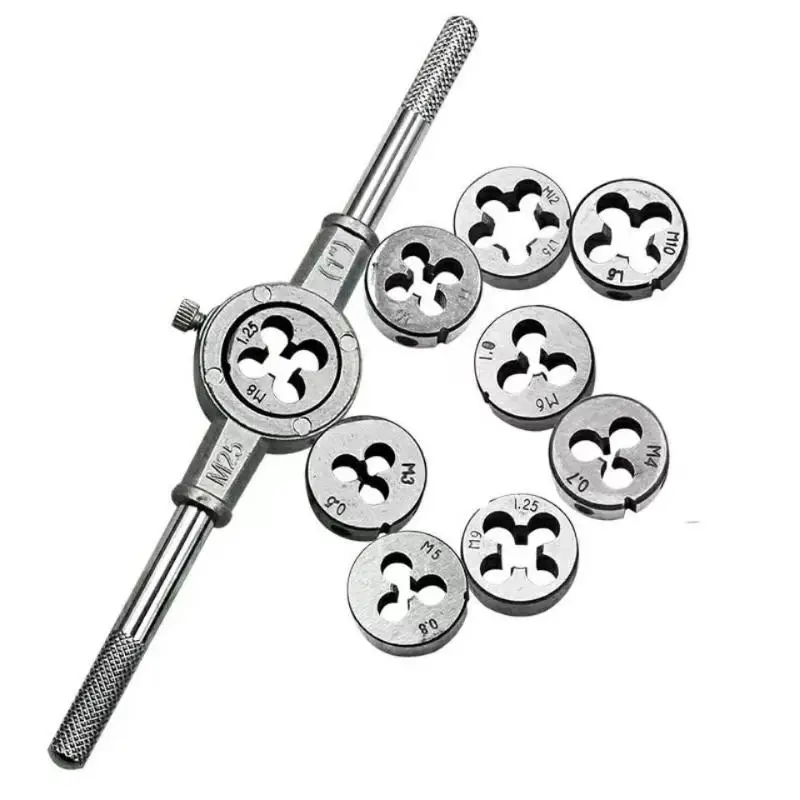 Jeu de tarauds et filières manuels 12/20 pièces M3-M12, outils de perçage portables à conoïde droit pour le travail des alliages d'aluminium