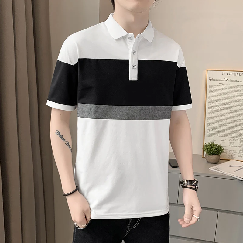 

2022 Summer Men's Short Sleeve T-Shirt Shirt Men's Summer Casual Polo Shirt Trend Fashion Slim Fit Lapel Half Sleeve Top Men