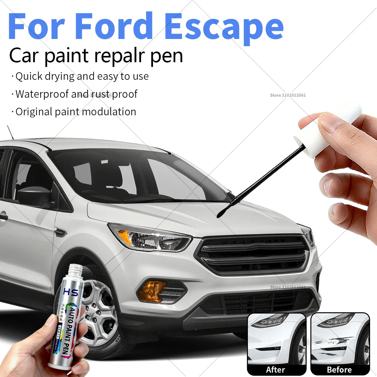 

Ручка для ремонта автомобильной краски Ford Escape, средство для удаления царапин, сделай сам, автоаксессуары, черное золото, белый, синий, коричневый, красный, серебристый, серый