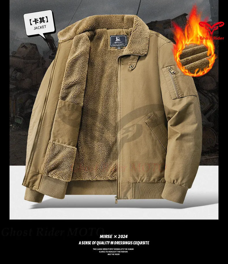 

Осенне-зимняя мотоциклетная куртка из вельвета и хлопка, утепленная, теплая, свободного кроя, с отложным воротником, из чистого хлопка, рабочая куртка, повседневная, с подкладкой из шерпы