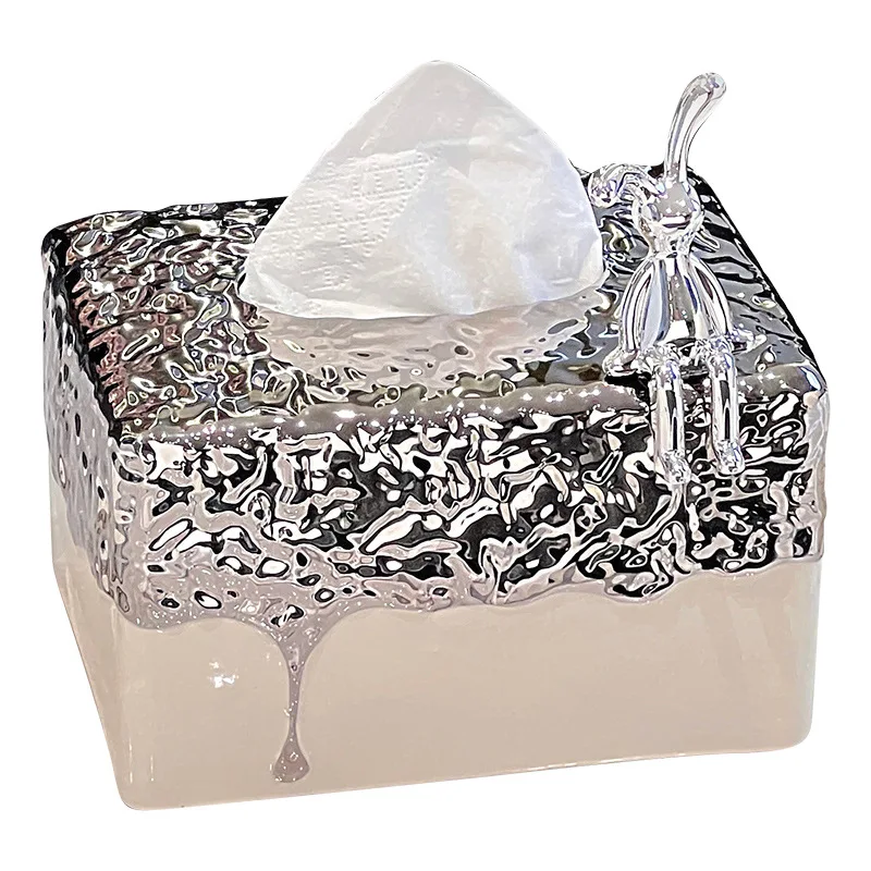 

Cream Wind Tissue Box Ornaments Living Room High-grade Paper Box Creative Home Coffee Table Desktop Decorative Napkin Box