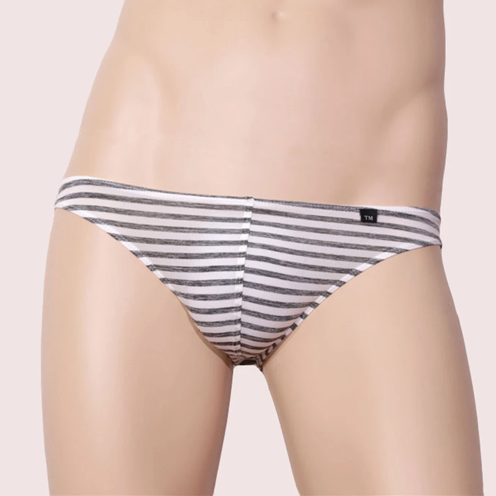 

1pc Striped Men's Sexy Underwear Low Waist Bikini Briefs Shorts Breathable Open Back Man Panties Lingerie