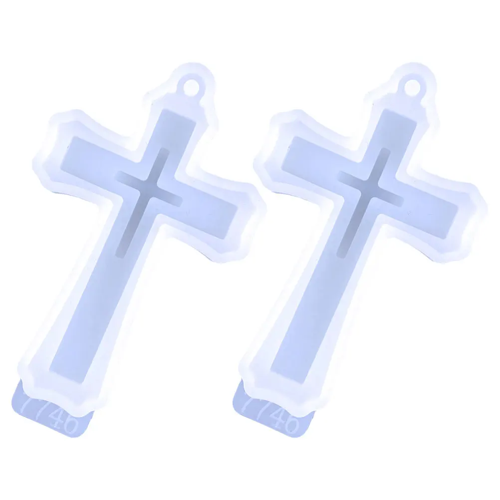 

2Pcs Cross Pendant Mold DIY Silicone Crafts Religious Jewelry Casting Reusable Nonstick Easy Clean Practical Gifts