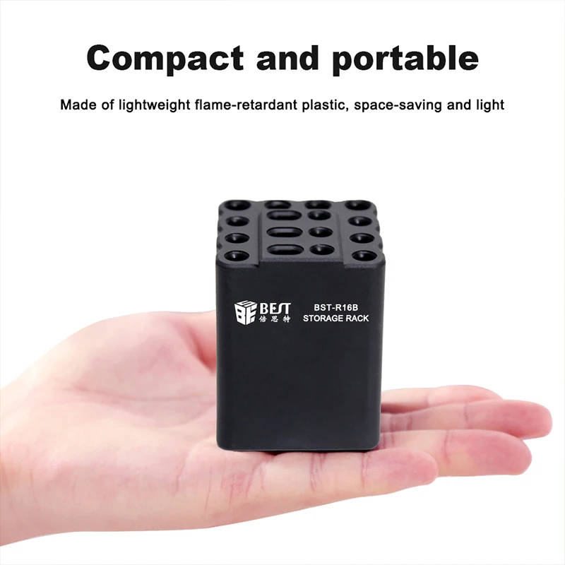 Compact 16 Grid Portable Handheld Tool Storage Rack for Soldering Tips Screwdrivers Tweezers Classification Box