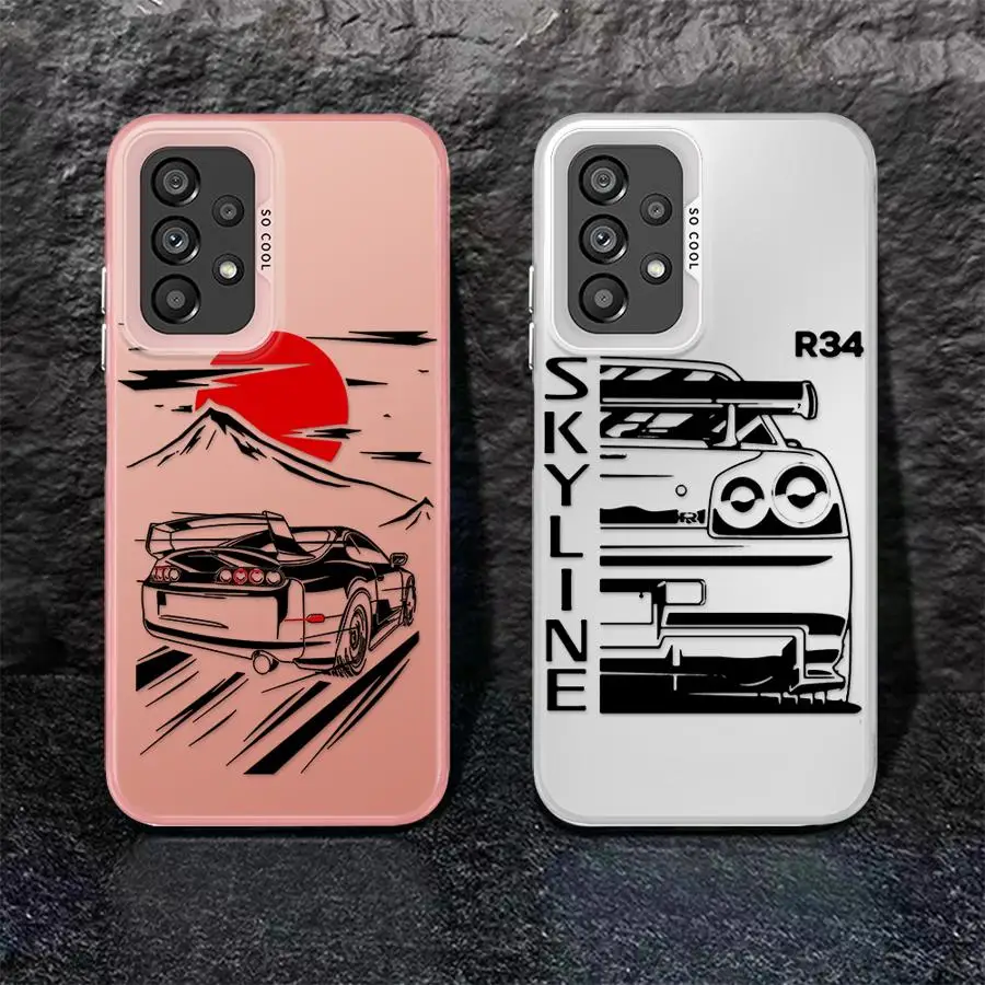 JDM Sports Cars Comic Phone Case for Samsung Galaxy A25 A15 A51 A52 A53 A52s A54 A55 A71 A72 A73 4G 5G Tpu Soft Cover cases