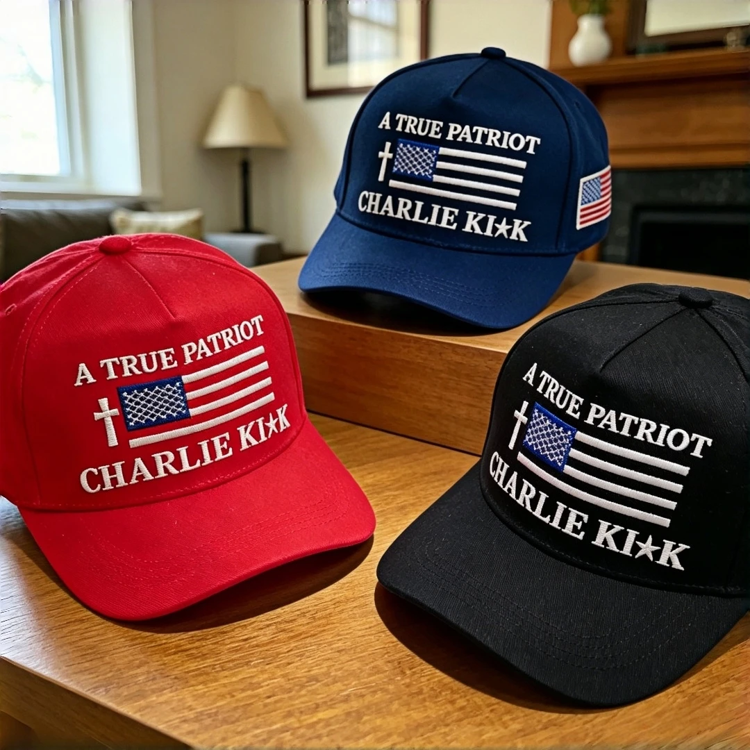 A True Patriot Charlie Kirk Embroidered Baseball Cap American Flag Cross Adjustable Trucker Hat for Men Women Patriotic Gift