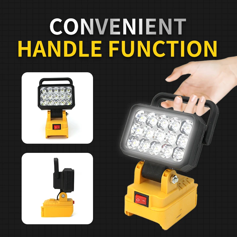 For Dewalt 18V Li-ion Battery LED Work Light 4 Inch Flashlight Portable Emergency Flood Lamp Camping Lamp