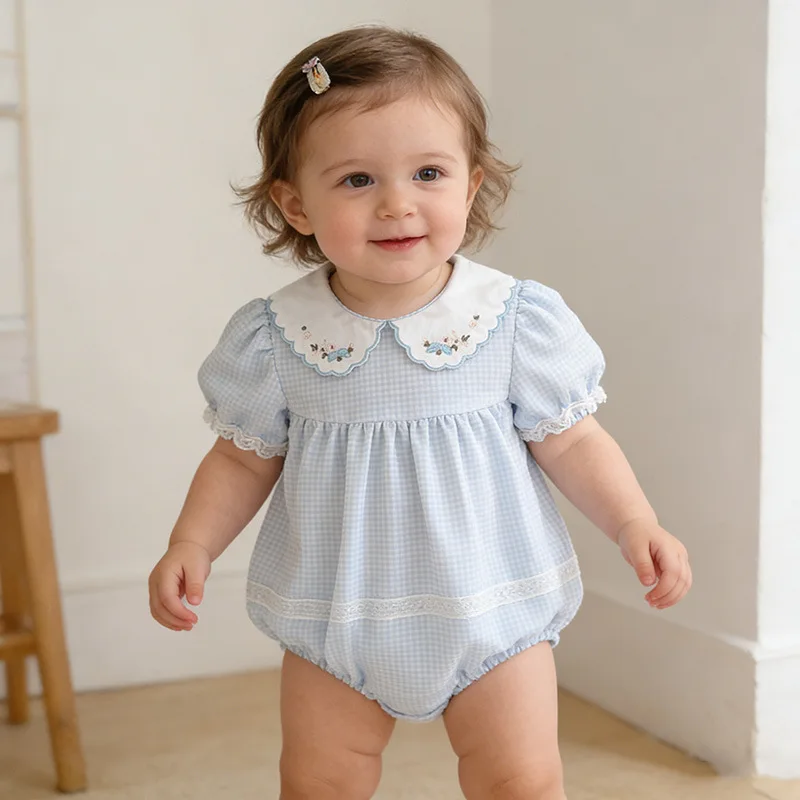 Baby Girl Summer Sweet Princess Triangle Bodysuit Romper Newborn Infant Cute Outfit for Photoshoot 100% Cotton Soft Breathable