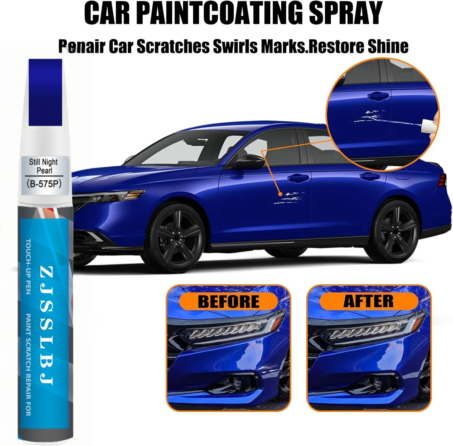 B-575P Still Night Pearl Compatible With Honda Exact Match Touch Up Paint Pen, Car Scratch Remover for Nicks and Chips Repair