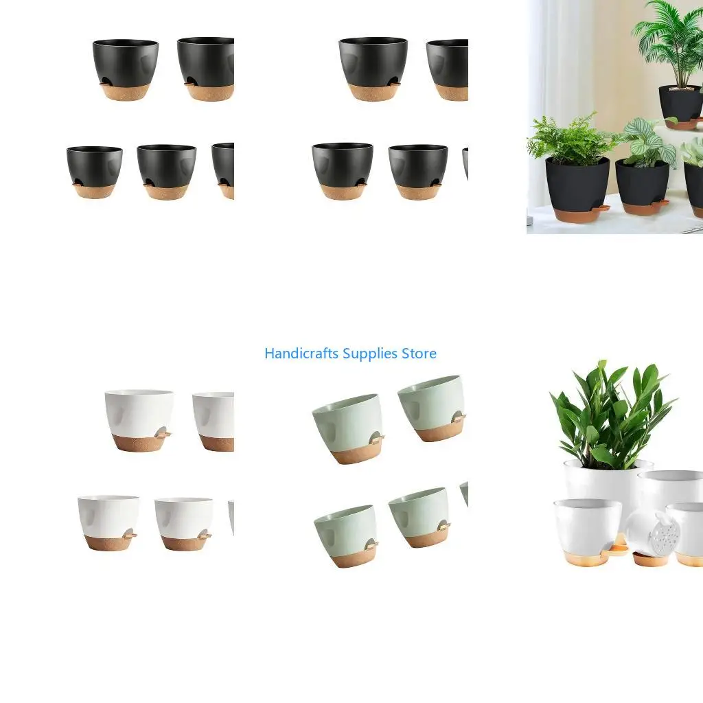R1WA 5 Divisions Automatic Watering Flower Bowls With Penetrable Wicks And Impermeable Trays For Busy Plant Beloveds