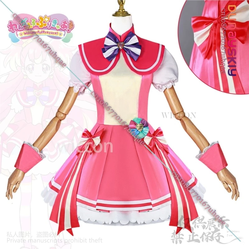 Anime Wonderful Precure! Cure Wonderful Cosplay Inukai Komugi Costume Dress Lovely Uniform Lolita Wig For Girls Woman Customized