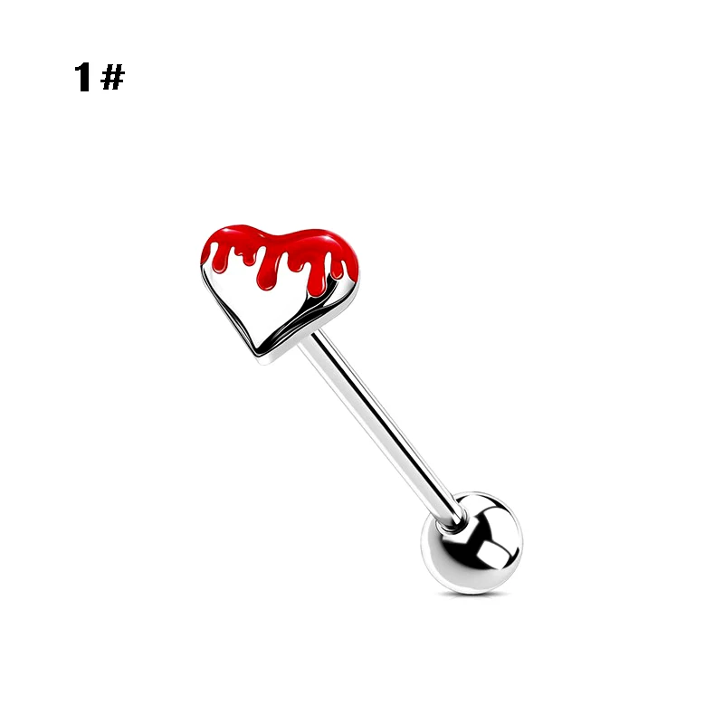 Stainless steel heart-shaped tongue nail zircon star tongue ring human puncture jewelry