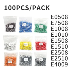 100PCS  E1508 E1510  E1512  E1518  Insulated Ferrules Terminal Block Cord End Wire Connector 1.5mm2, Crimp Terminator