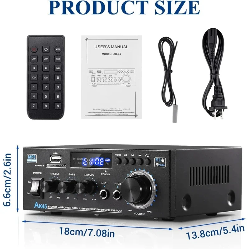 AK35 AK45 Home  Power Amplifier HiFi Digital Stereo Amplifiers Channel 2.0 Bluetooth Surround Sound AMP Speaker Home Theater