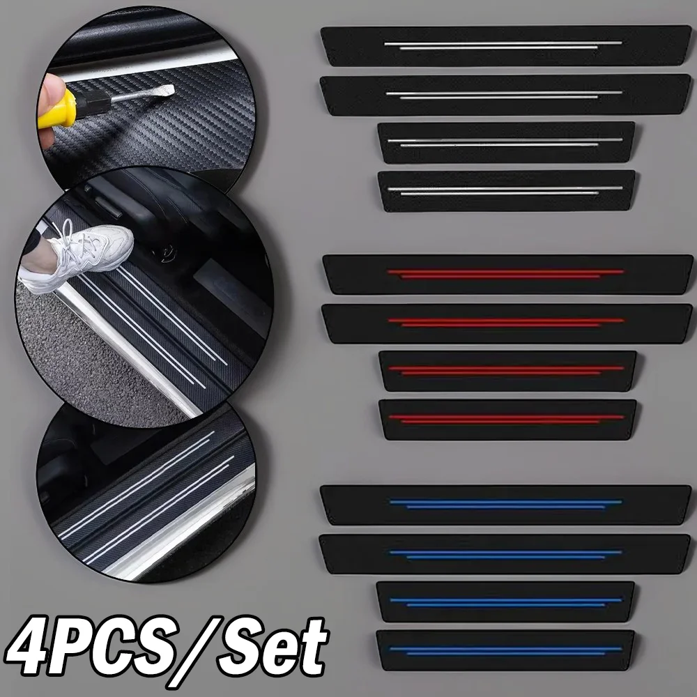 

4PCS/set New Leather Threshold Protection Strip Good Quality Waterproof Door Edge Protection Strip Anti-Scratch Car Accessories