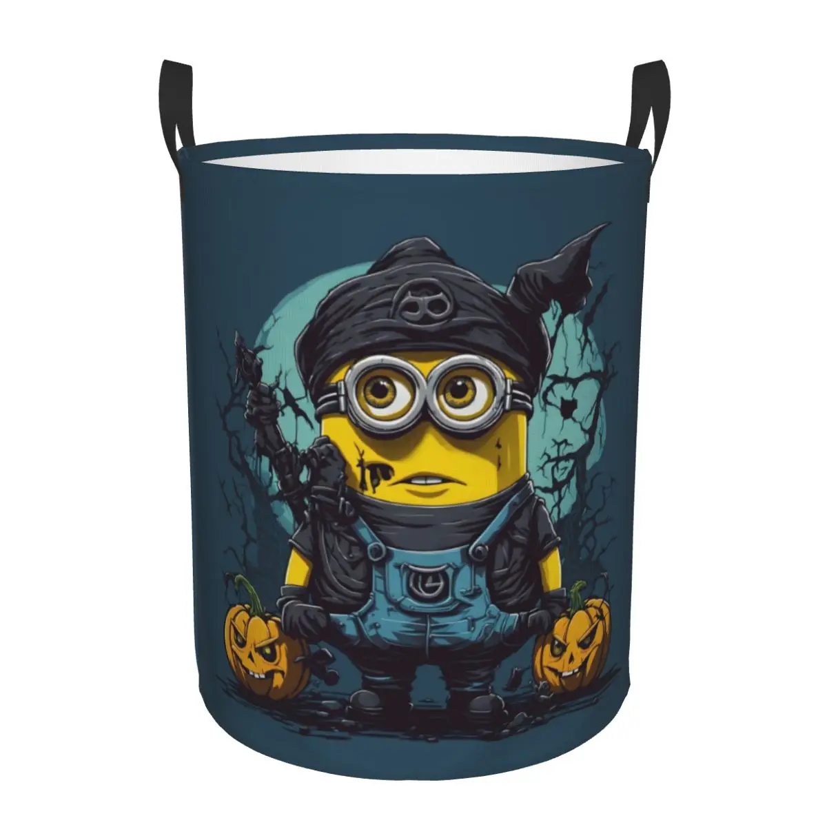 Custom Minion With Halloween Pumpkins Laundry Basket Collapsible Clothes Hamper for Nursery Kids Toys Storage Bag