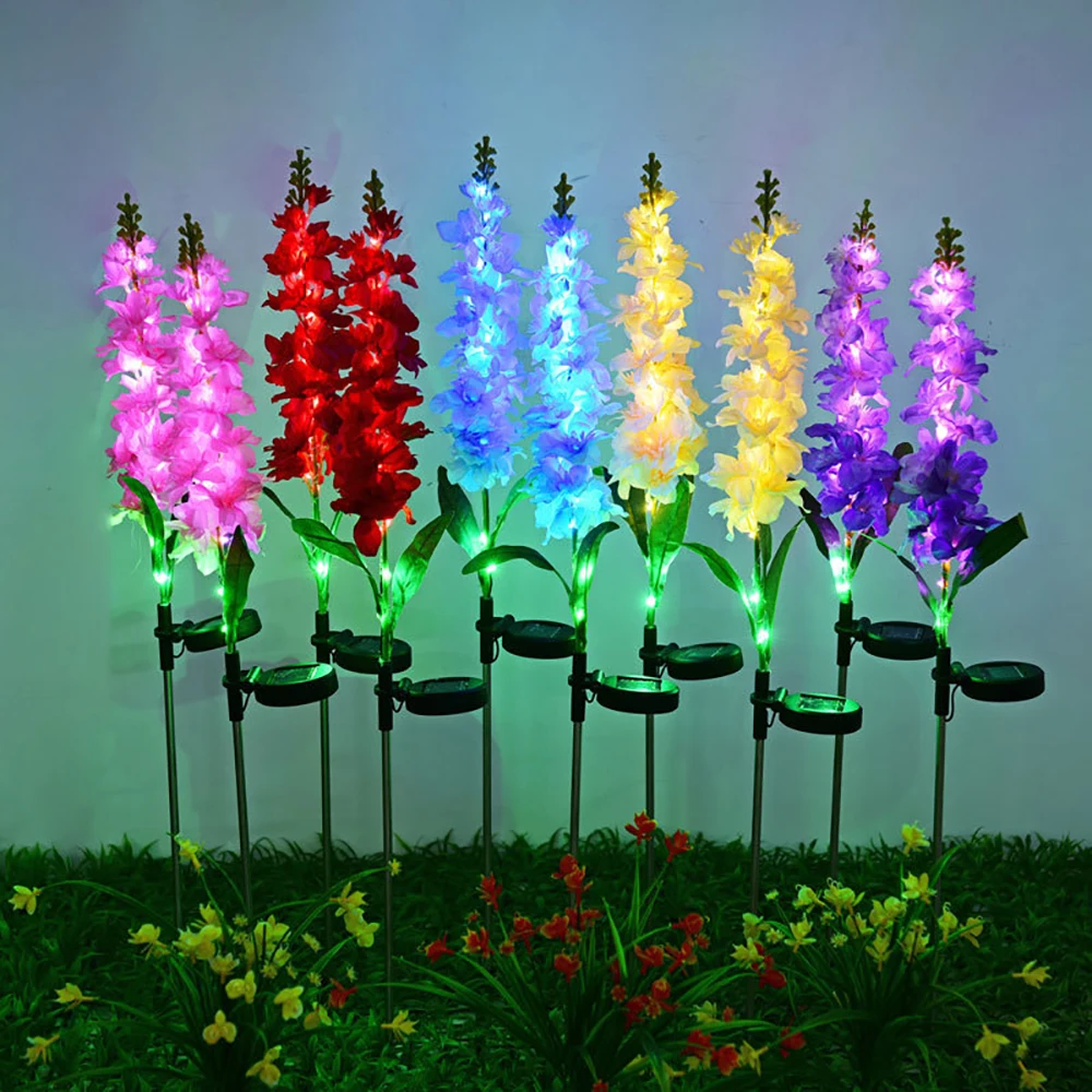 Imagem -06 - Violetas-luz Solar Led Flor Lâmpadas de Jardim Relvado ao ar Livre Remendo Vegetal Pátio Quintal Decoração da Casa Conjunto de 2