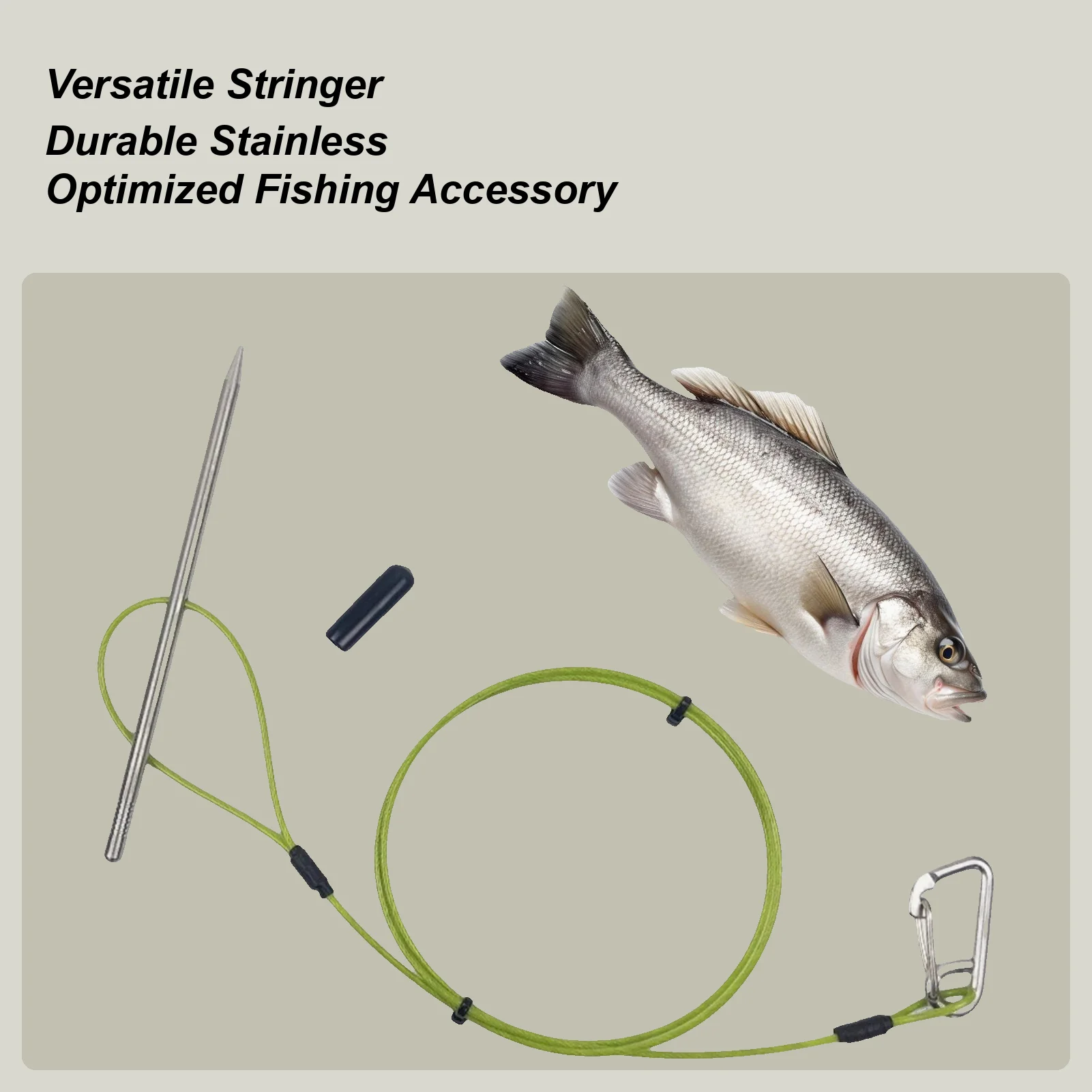 الثقيلة كليب حبل الفولاذ المقاوم للصدأ الصيد سترينجر مع حلقة تسلق كاياك الصيد سترينجر للغوص التجديف بحيرة بركة شاطئ البحر #1