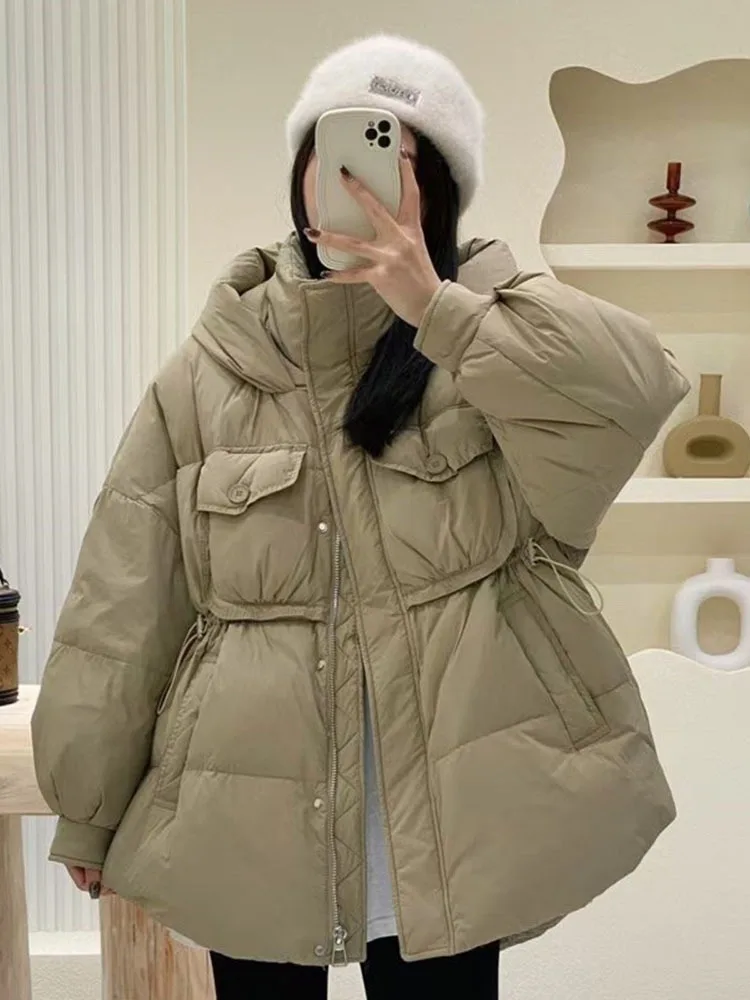 2023 New 90% White Duck Down Jacket Women Autumn Winter Korean Warm Thick Puffer Coat Hooded Loose Casual Female Parkas