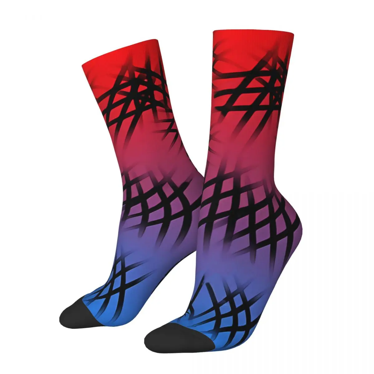 Happy Men's Socks Red And Blue Gradient Cross Pattern Vintage Cross Crucifixion Harajuku Casual Crew Sock Gift Pattern Printed