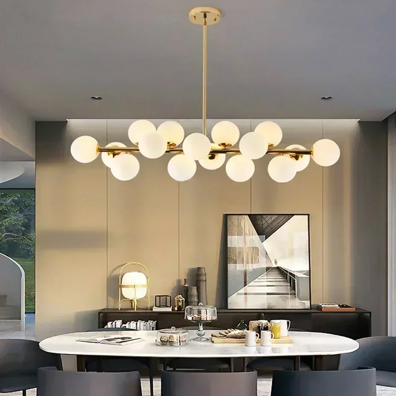 Nordic Minimalist Cream LED Ceiling Chandelier Lamps Art Glass Bubble Pendant Lights Home Decoration Dinning Living Room Bedroom