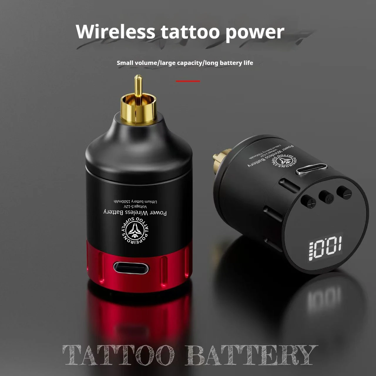 POPEIRONS Wireless Battery Tattoo Power Digital Display Wireless Tattoo RCA Power 1500mAh Large Capacity