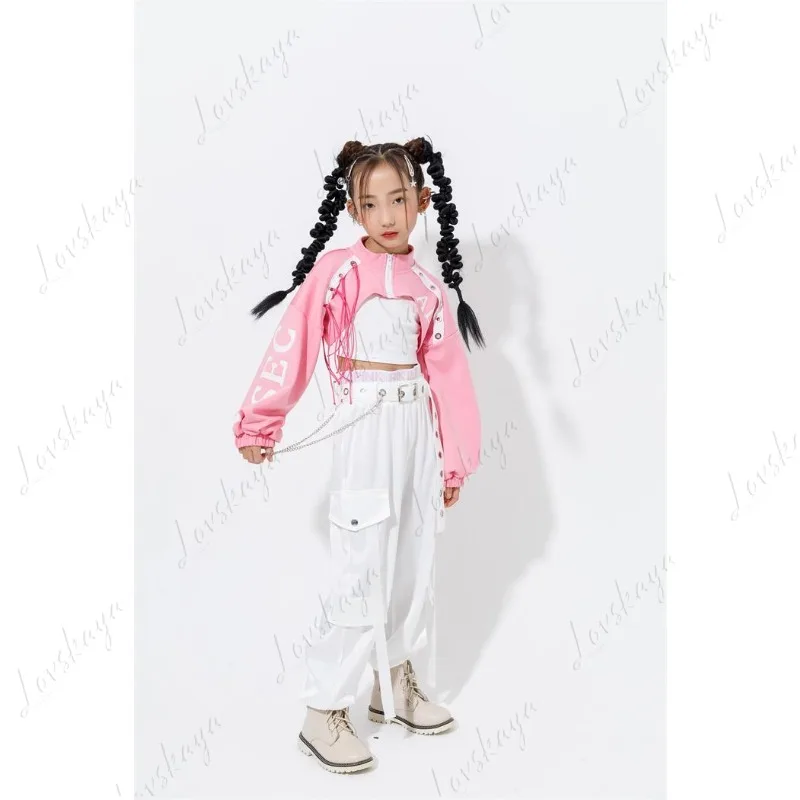 

Наряд для джазовых танцев для девочек — свободный топ и длинные брюки, танцевальный костюм в стиле хип-хоп, модный наряд для выступлений в стиле хип-хоп