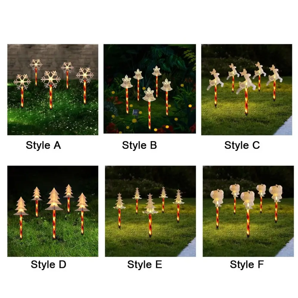 5 قطعة/المجموعة ندفة الثلج المشهد أضواء عيد الميلاد 8 طرق للماء شجرة عيد الميلاد الأرض مصباح أنبوب أحمر ديكور #5