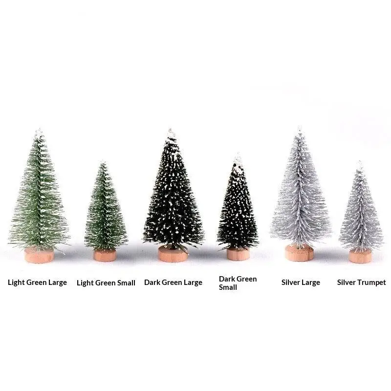 -Mini Christmas Tree Ornament With Snow Frosted Design Cute Figurines For Tabletop Holiday Party Decor