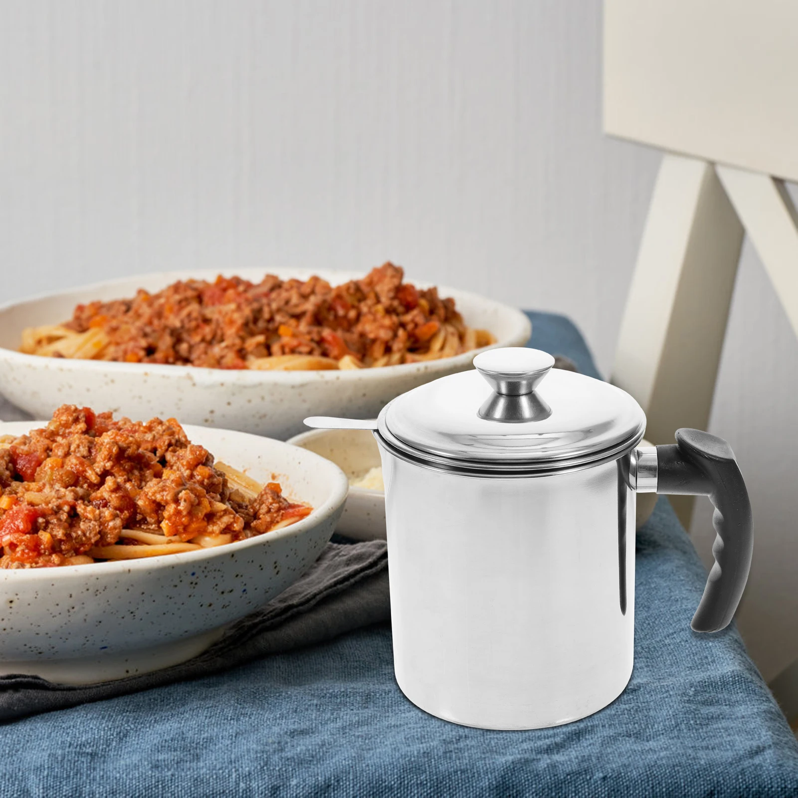 

1pc Storage Can Fine Mesh Strainer For Kitchen Grease Container Oil Filter Pot Household Oil Pot Restaurant Cooking Tool