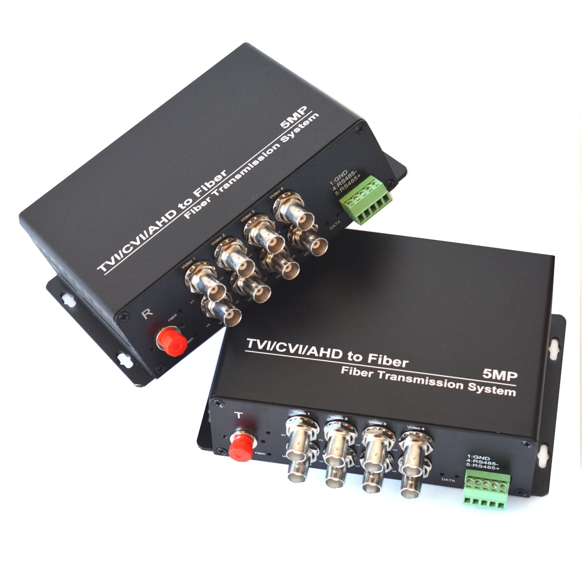 5MP HD Video over Fiber Optic Converters FCSinglemode 20Km,Compatible 1080P 960P 720P for 5 Megapixel 2MP TVI CVI AHD HD Cameras