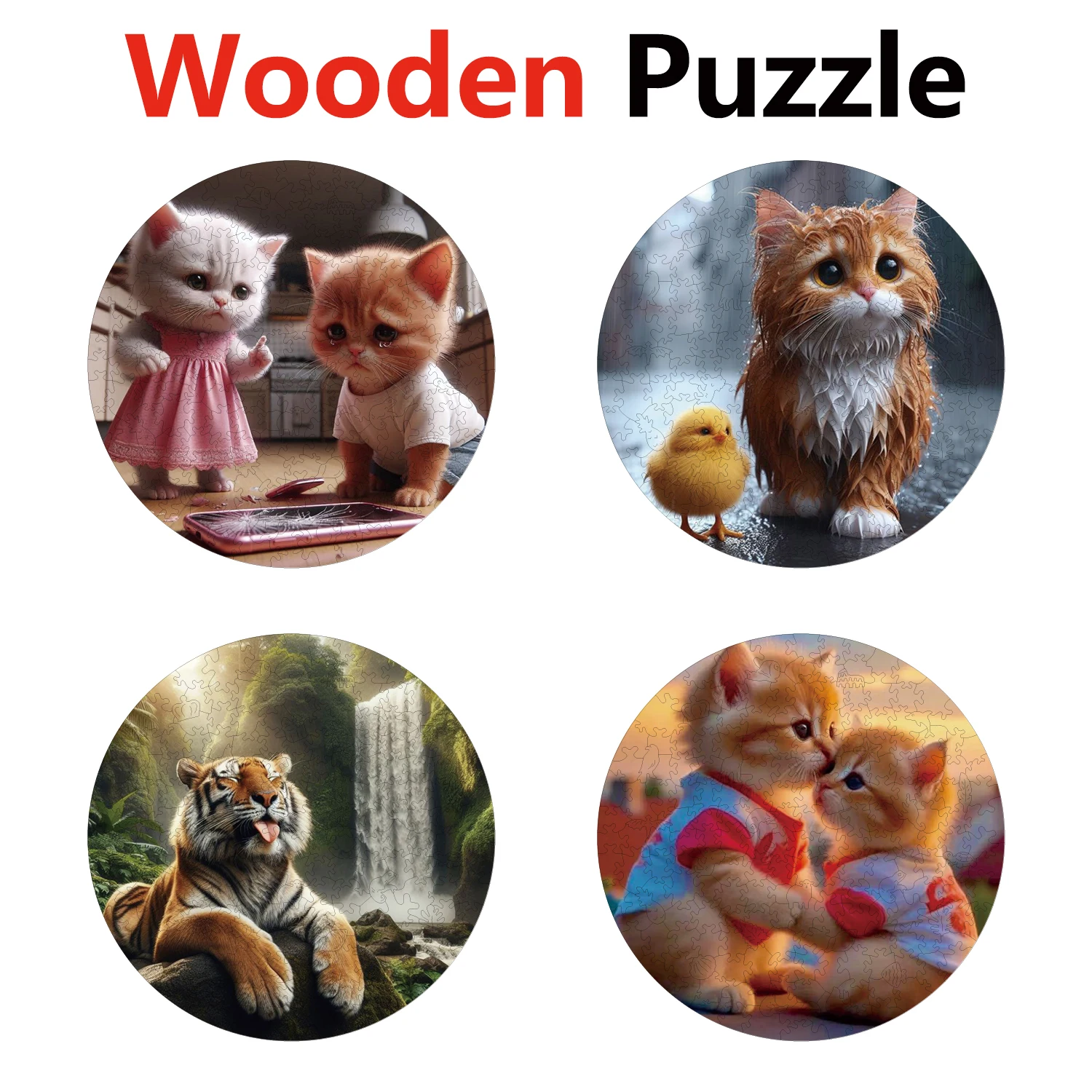 

Two Cat Tiger Animal Puzzles High Quality Jigsaw Puzzle Wooden Puzzle Best Christmas Gift