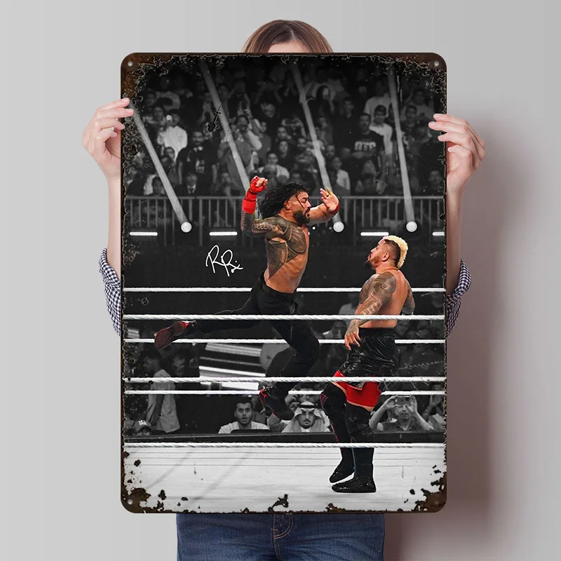 المهام الرومانية ومصارع Sikoa المعدني علامة جدار الفن ركن القهوة بار خمر ريترو تين علامات للديكور المنزل الداخلي #1