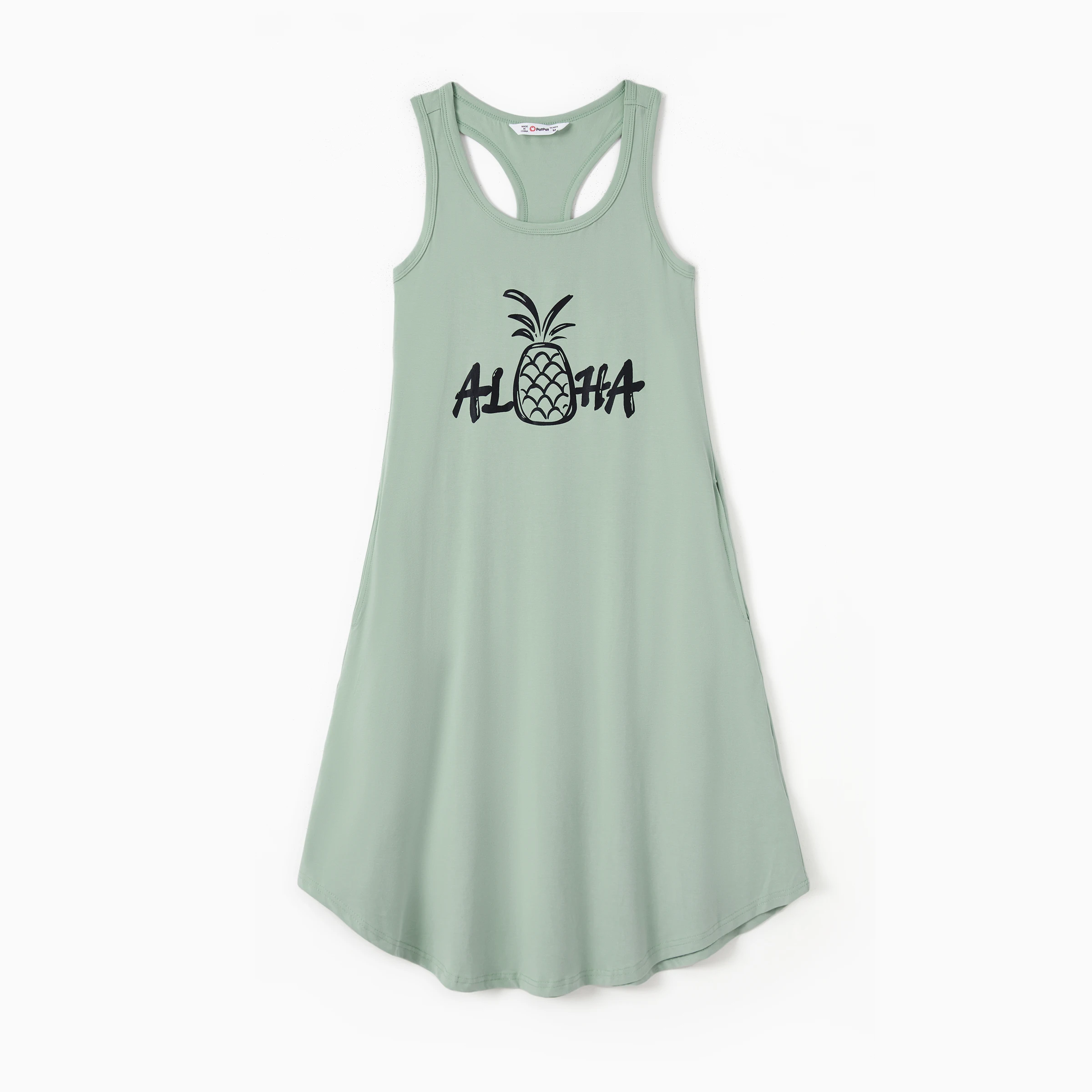 PatPat Mommy and Me Sleeveless Letter Print Pineapple Graphic Dress