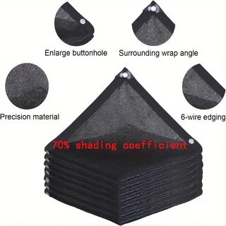 Black Sun Shade Cloth 70% Privacy Screen, UV Block Mesh Fabric with Grommets for Balcony Railing Patio Porch Pergola Gazebo Outd